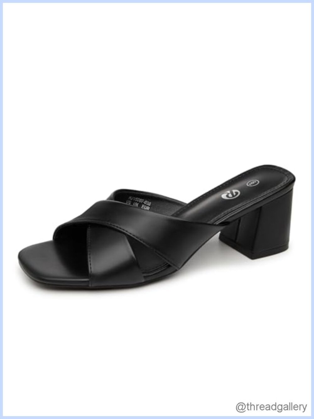 Square Toe Heeled Sandals Low Block Chunky Heels Cross Strap Slip On